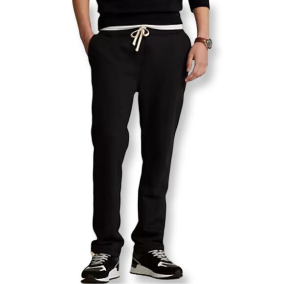 New Polo Ralph Lauren Black Fleece Drawstring Sweatpants - Picture 1 of 5